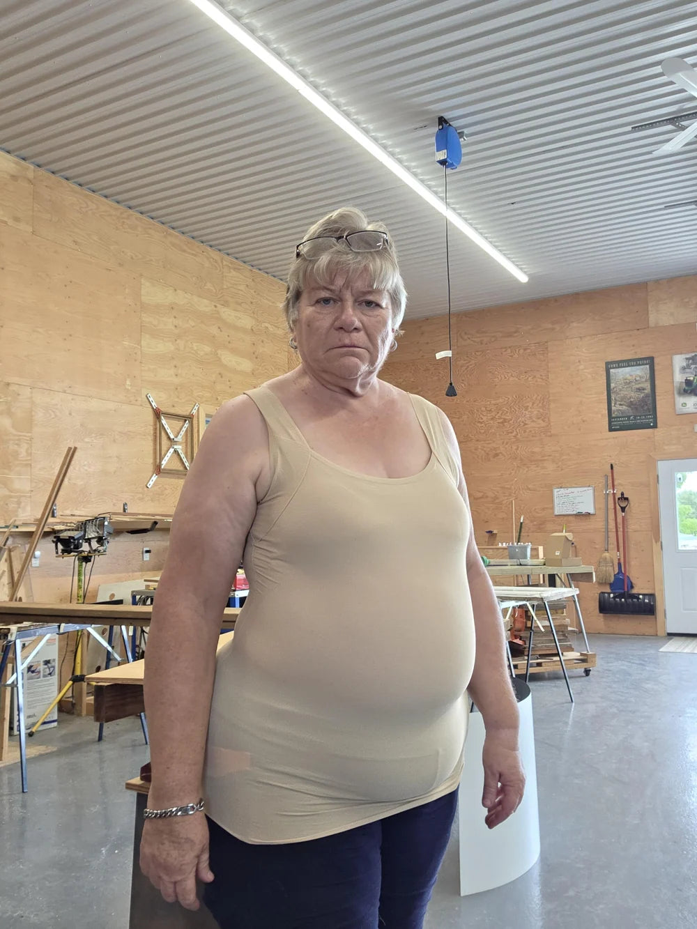 Customer photo of the Lovelle Ease built-in bra tank – Angela H. · Chester