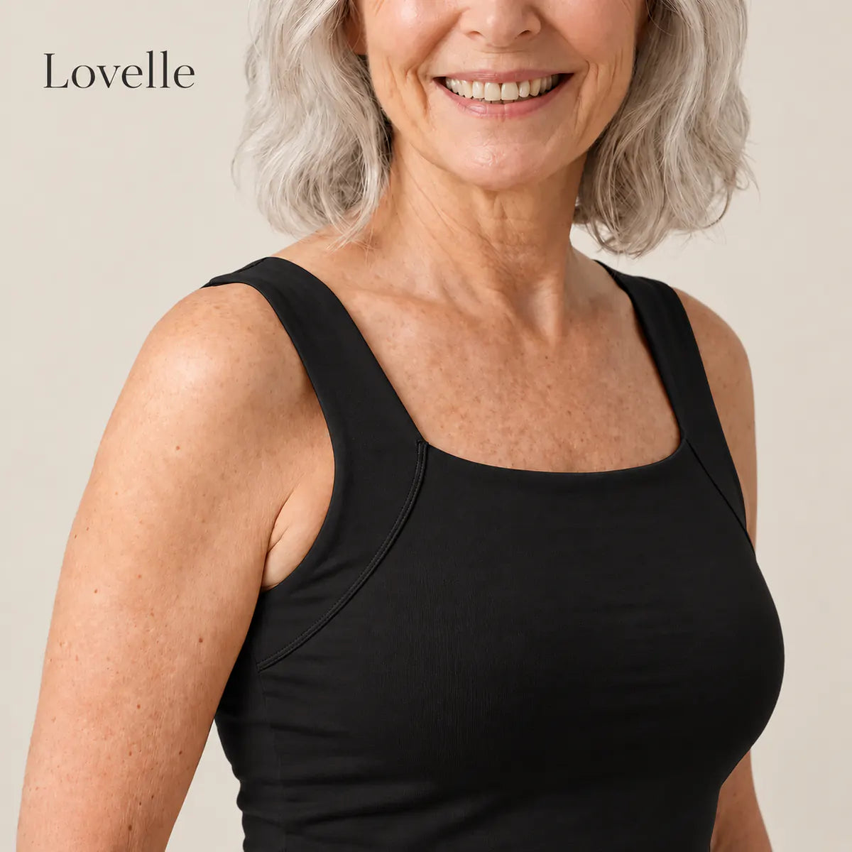 Lovelle Ease built-in bra tank in Black