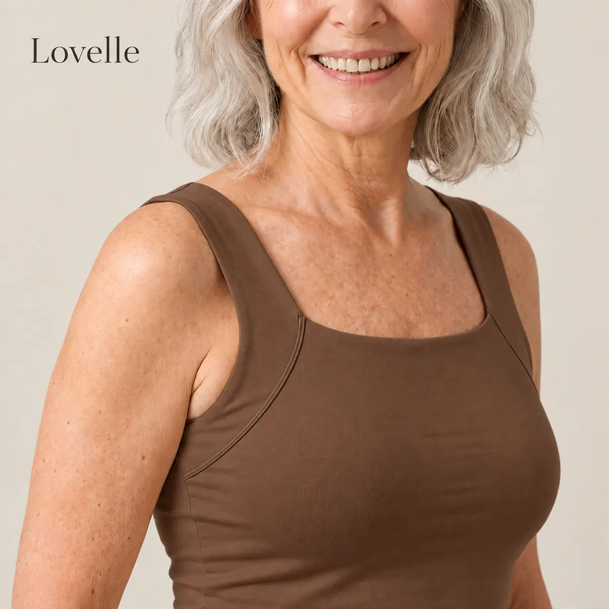 Lovelle Ease built-in bra tank in Coffee