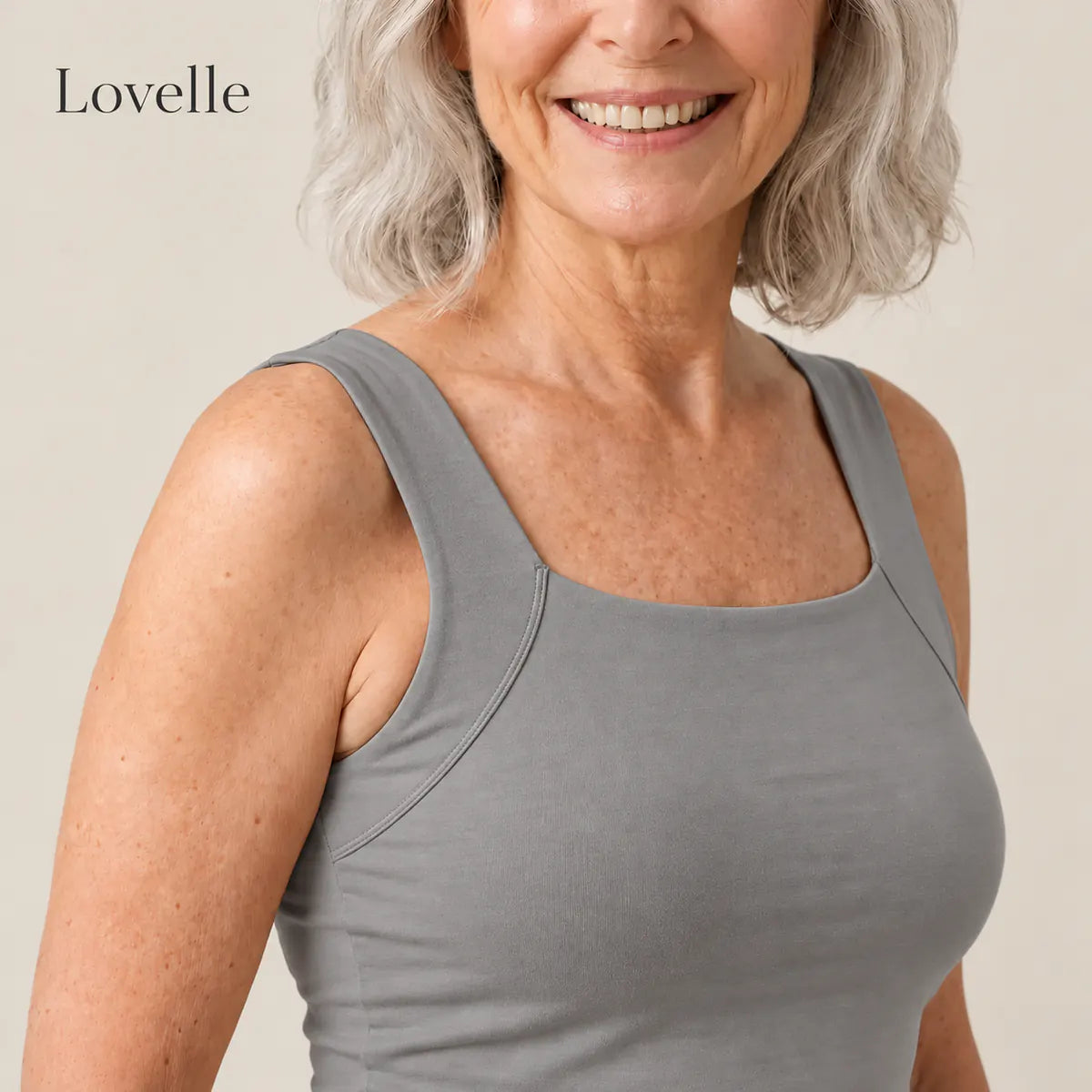 Lovelle Ease built-in bra tank in Grey